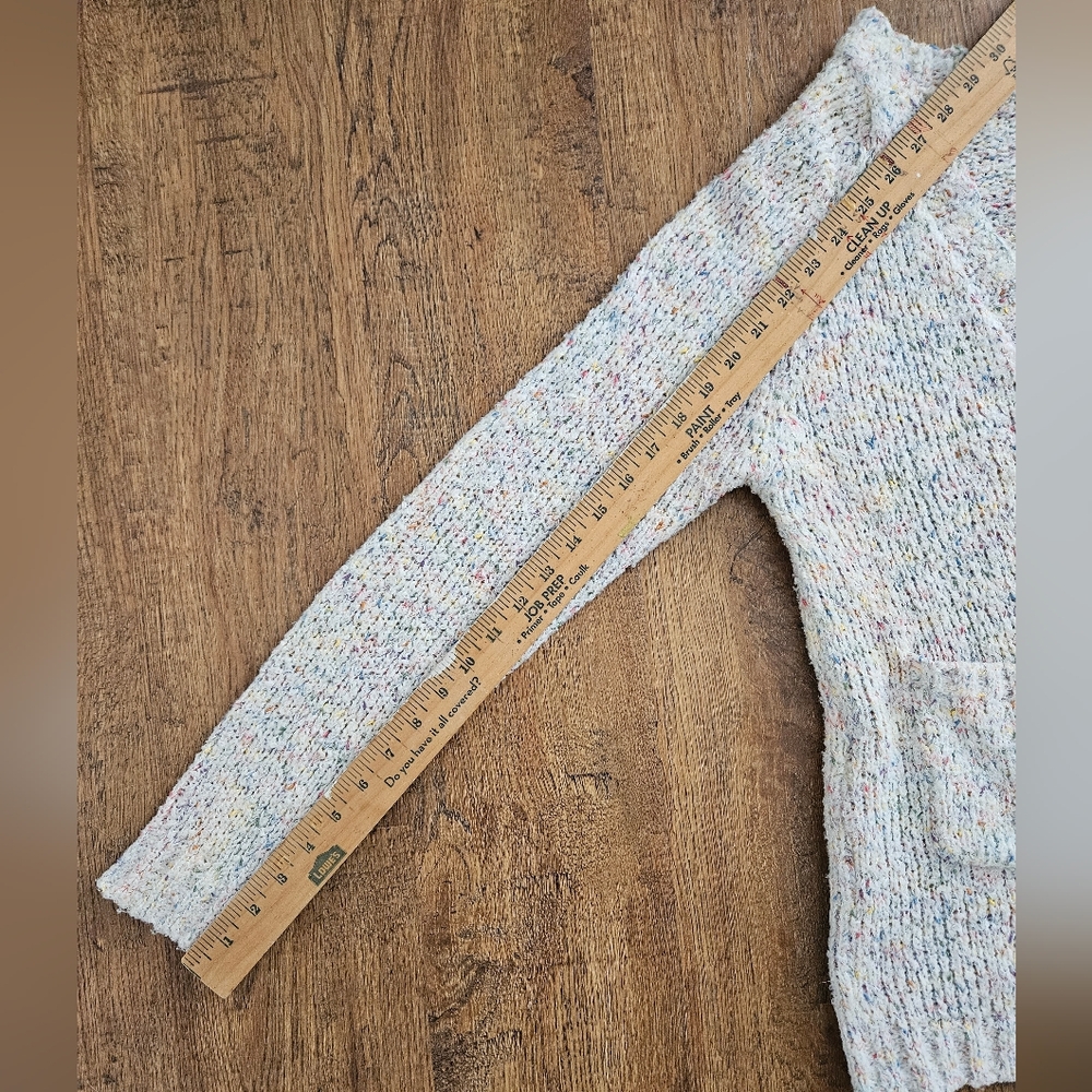 🖤3/$15 Cream Speckled Open Cardigan with Multicolor Flecks, Size Small - Picture 7 of 10